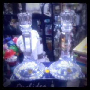Glass Candlestick Holders 24 % pure Lead Crystal